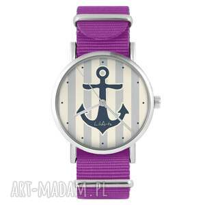 liliarts zegarek - kotwica amarant, nylonowy, typ militarny, marynarski