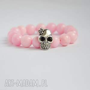 handmade bracelet by sis: czaszka w różowych kamieniach