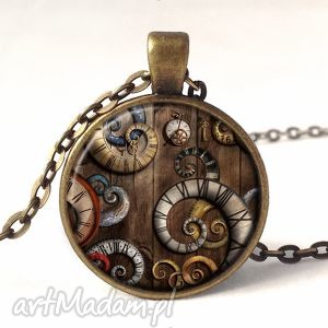 macki czasu - medalion z łańcuszkiem, zegary, steampunk naszyjnik