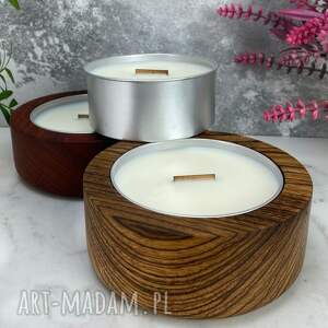 sojowy wkład bezzapachowy do świecy w drewnianej osłonie 230 ml, naturalna