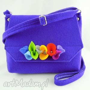 filcowa torebka dziecięca - fioletowa z kwiatkami, torebeczka