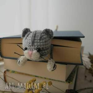 handmade zakładki zakładka do książki szary kot