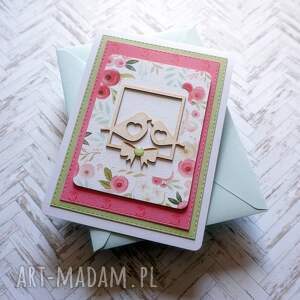 miłosny folk kartka ślubna, urodzinowa, miłosna, pastelowa, boho