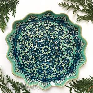 handmade ceramika koronkowy artystyczny talerzyk