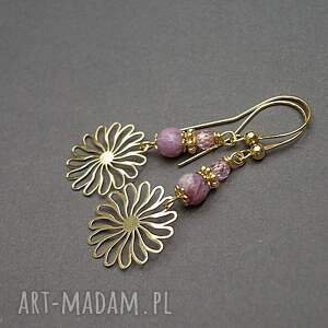rubinowe kwiatki - kolczyki