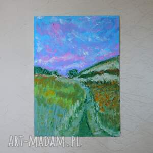 Wiosna - oryginalny obraz pastelą olejną A4