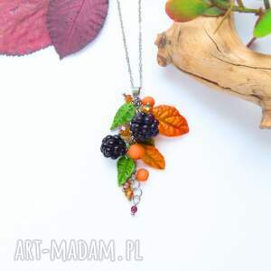 Naszyjnik z jeżynami i jarzębiną - biżuteria handmade