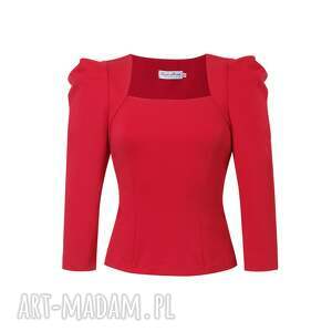 handmade bluzki czerwona bluzka z dekoltem karo