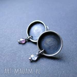 Kolczyki sztyfty Spinel Duo - srebro 925, naturalne spinel 4 mm, oksydowane