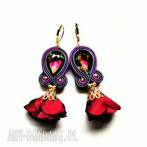 Vineyard kolczyki sutasz, kwiat, haft ręczny