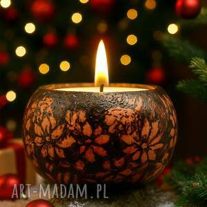 drewniany świecznik tealight z motywem kwiatów i łąki - prezent dla niej