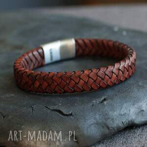 Prezent Klasyczna pleciona skórzana męska bransoletka od ArgentoMen