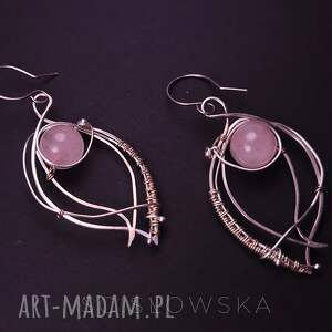 srebrne kolczyki liście z kryształem górskim prezent, zwiewne