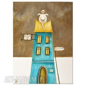 Prezent Anioł Dachowiec IV obraz ręcznie malowany stróż