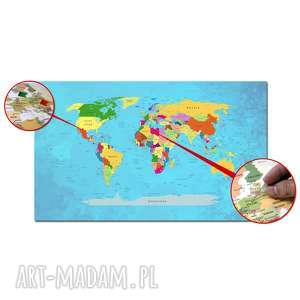 obraz na korku mapa świata nr 25 tablica korkowa 120x70cm pinezki