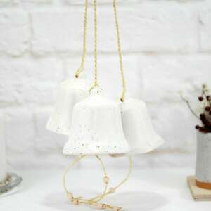 fingersart duży ceramiczny dzwonek choinkowy - hygge, białe dekoracje choinkowe