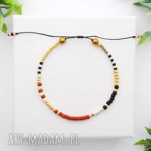 ilovehandmade bransoletka koralikowa minimal hematite - red and gold ii, modna