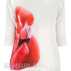 handmade bluzki letni sweterek z flamingiem
