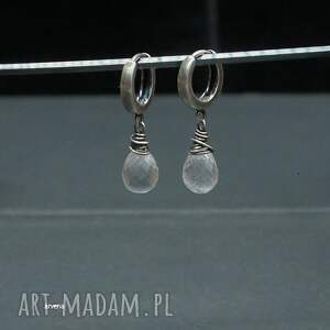 kwarc różowy - kolczyki 06, srebro oksydowane