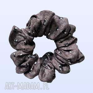 Jedwabna scrunchie MIDI w pandy - gumka do włosów