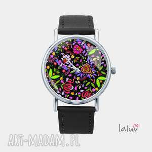 zegarki zegarek z grafiką flower power kwiaty, folk, ludowe folklor, prezent