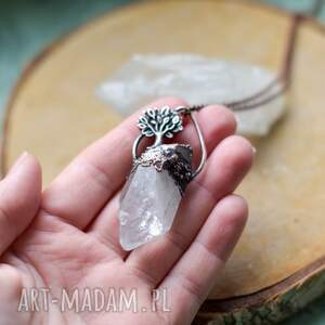 kryształ górski z motywem drzewa - miedziany naszyjnik naszyjnik z kryształem