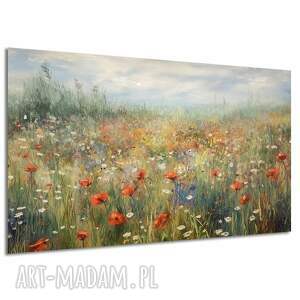 obraz na ścianę kwiaty 30 łąka maki polana 120x80, sypialnia