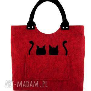 handmade torebki cats on red - melange