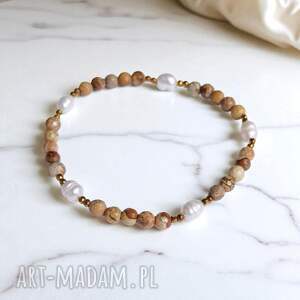 bransoletka perły, jaspis, hematyt delikatna biżuteria