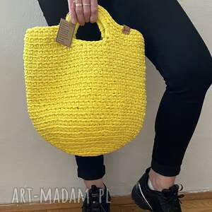 handmade szydełkowa torba shopperka w kolorze cytrynka