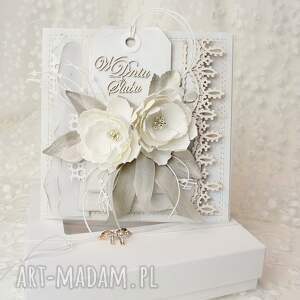 handmade scrapbooking kartki ślubna elegancja w pudełku