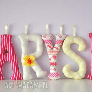 literki szyte imię marysia ozdoba pokoju - pinezka pokoik dziecka