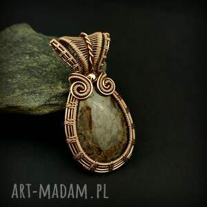 wisiorek z obsydianem wire wrapping biżuteria artystyczna