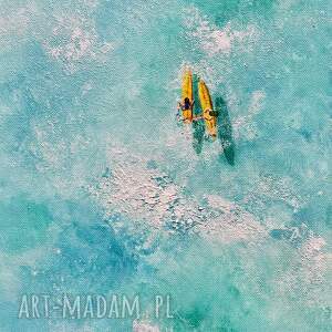 Aloha II - ręcznie malowany obraz morza z SUP-em 40x30 cm