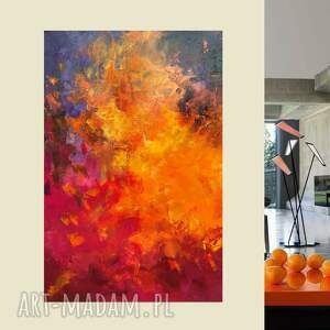 abstrakcja "pomarańczowe wibracje" obraz olejny 80cm x 60cm