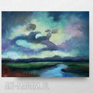 pejzaż - praca formatu 18/24 cm, rysunek, pastele