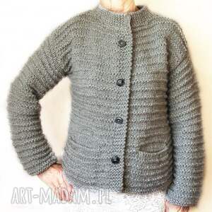 sweter - żakiet ręcznie robiony na drutach handmade