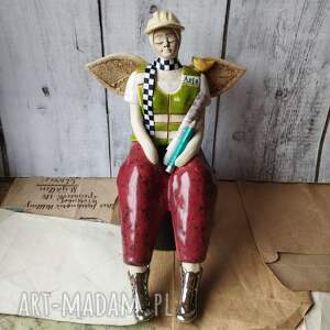 anioł personalizowany kierownik budowy, ceramika ptaszek