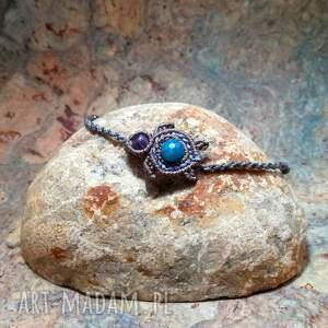 żółwik ametyst apatyt amulet bransoletka regulowana, biżuteria z kamieniami