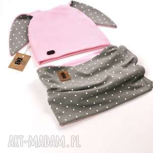 komplet czapka uszatka z kominem - noeli dla dziecka ubranka