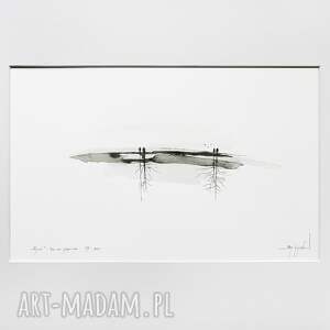 minimalistyczny pejzaż - nr 15 50x40cm, grafika czarno biała, tusz