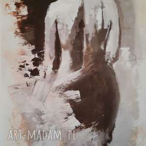 pastelowy 26x41, obraz kobieta, akt postać print ecru