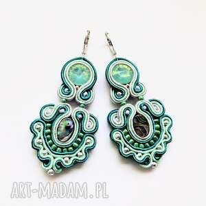 Oval Abalone kolczyki sutasz, boho