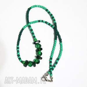 Zielony naszyjnik z koralików szklanych handmade