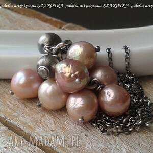 hand-made naszyjniki w perłowym gronie naszyjnik z naturalnych pereł i srebra