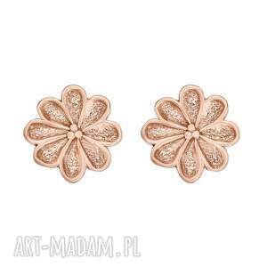 Kolczyki kwiatki z różowego złota, sztyfty