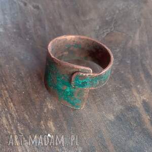 pierścionek z patynowanej miedzi /9/ biżuteria miedziana