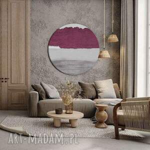 okrągły obraz - rebolacha teksturowana dekoracja salonu