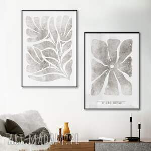 zestaw plakatów 2cz 30x40 cm botanicznych set92, białe obrazy plakaty czarno