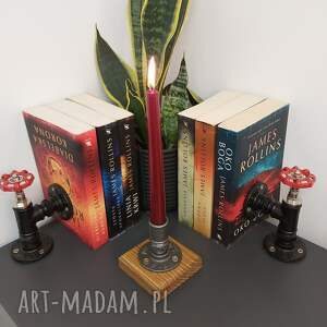 świecznik loftowy 1 - ramienny drewno / metal f001_1 w1 loft, dekoracja do domu